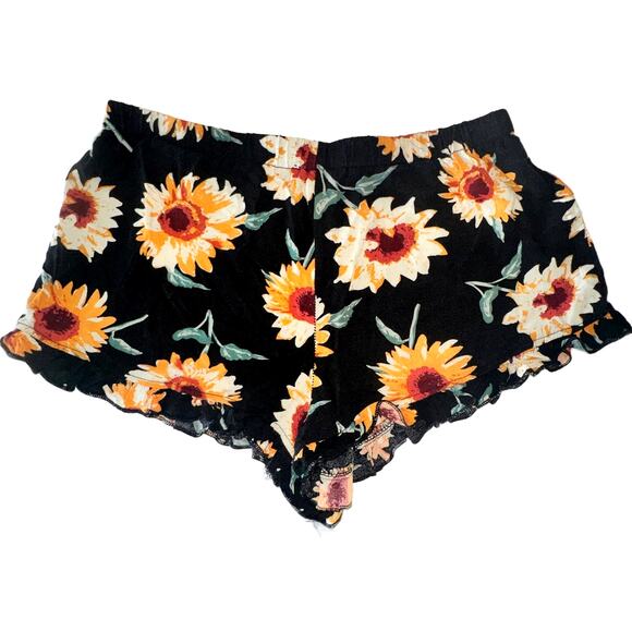Reverse Two-Piece Coord Set Halter Crop Top Ruffle Shorts Black Yellow Small - Picture 4 of 9